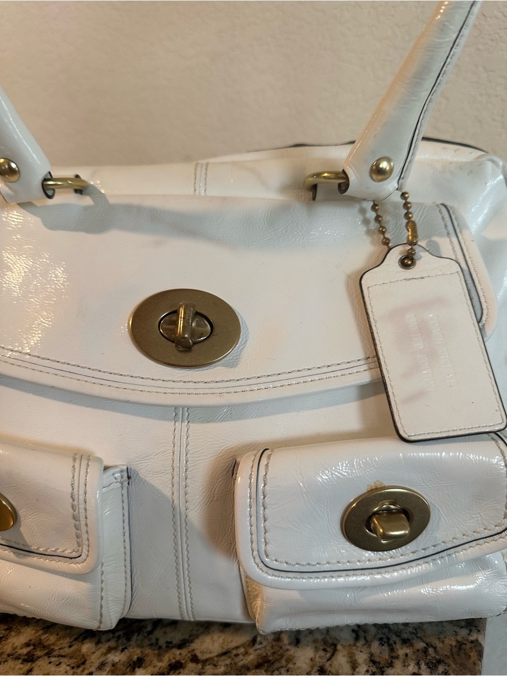 COACH Archive Limited Edition Legacy Stripe Leather Satchel Bag withe White Rare - Picture 11 of 15